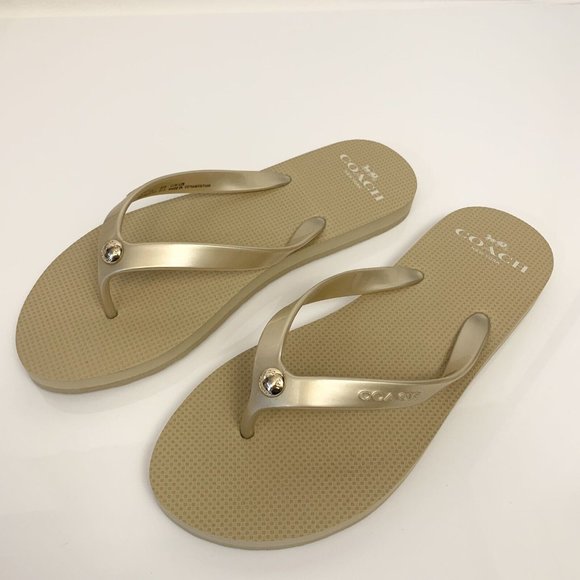 Coach Coh Gold Flip Flop Size 7 - Picture 3 of 6